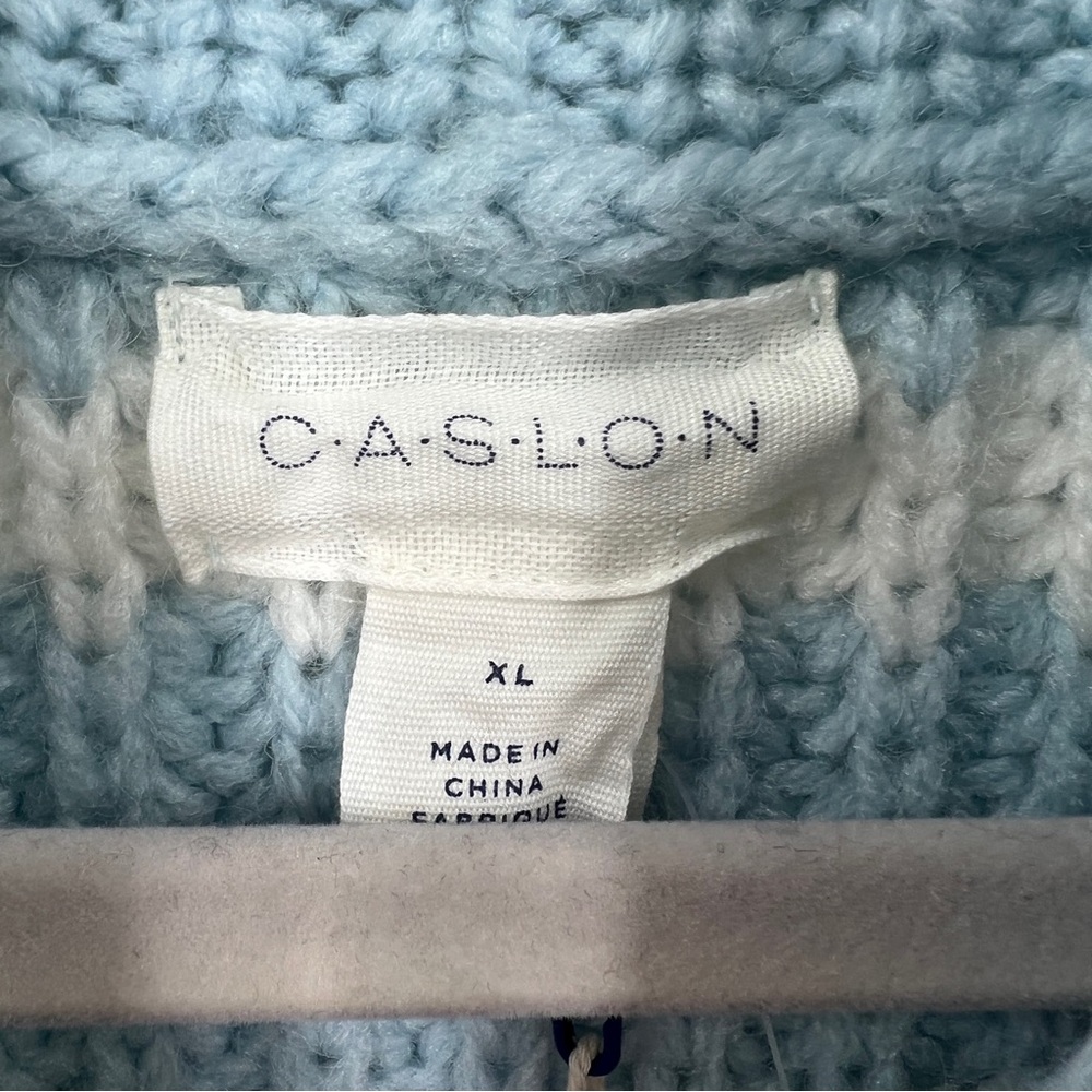 Caslon NWT Stripe Cozy Turtleneck Sweater in Blue and Ivory size XL - Picture 8 of 9